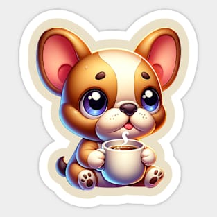 French Bulldog Drinking Coffee Sticker